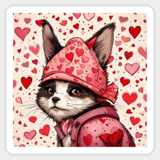 Cute valentines day cat gift ideas hearts gift ideas Sticker